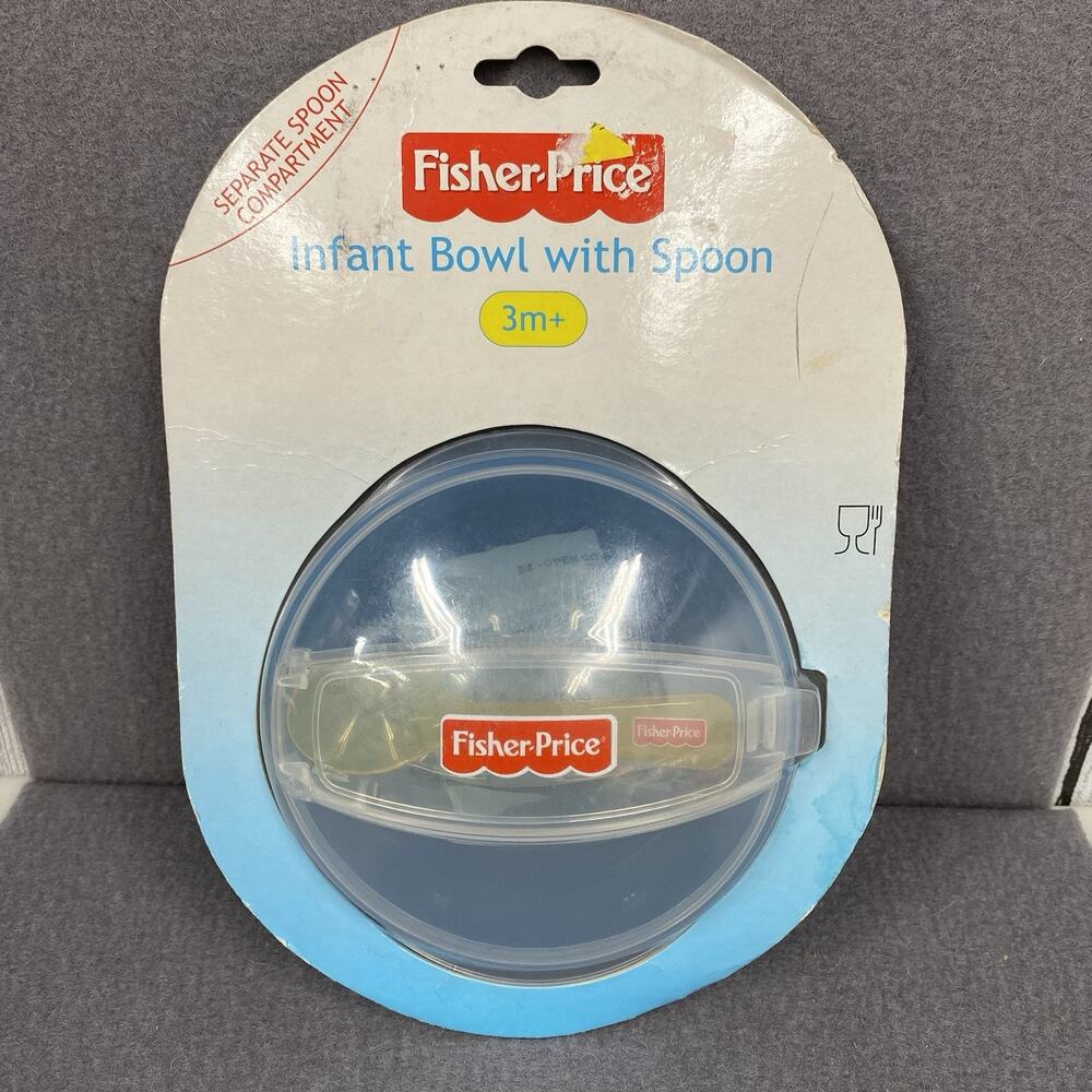 Vintage Fisher Price Infant Bowl w/ Spoon 3m+ Easy Feeding Toddler Travel Bowl